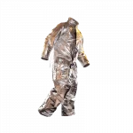 Fire-Dex® Proximity turnout coat and pants from an angled side view, highlighting full gear fit, protective layers, and reflective details.