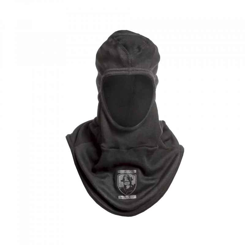 Front view of the Fire-Dex® Captain Jim Particulate Blocking Hood without mask, highlighting full head and neck protection and breathable fabric.