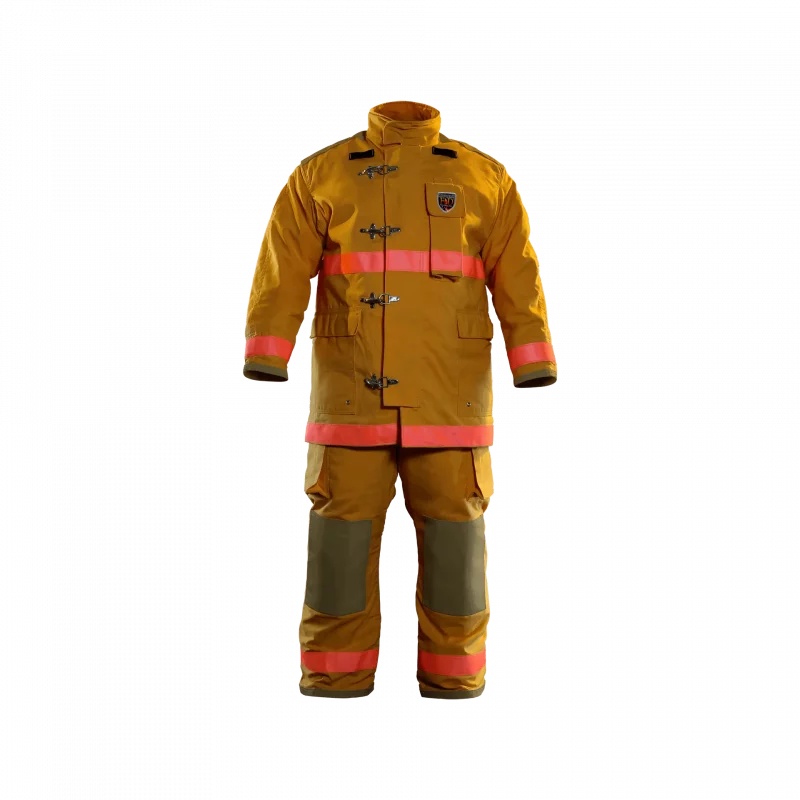 Front view of the Fire-Dex® FXC Economical Turnout jacket in the standard model, showing shell construction, closure, and reflective trim.