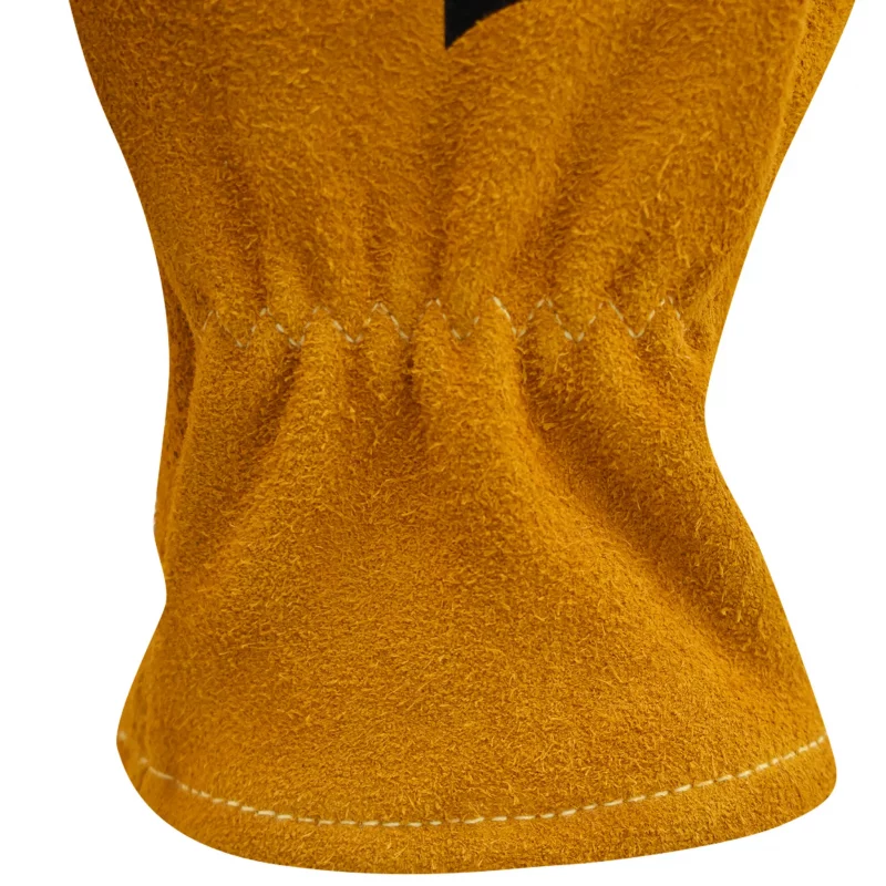 Close-up of the wrist area stitching on a single Majestic Safety MFA 84 Wildland Firefighting Glove – Gauntlet, highlighting reinforced seams and durable construction.