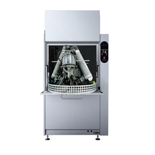 Rescue Intellitech Solo Rescue® SCBA Decon Washer is a specialized cleaning system designed to safely and efficiently decontaminate self-contained breathing apparatus (SCBA) gear, including facepieces, regulators, and harnesses, for firefighter and emergency responder use.