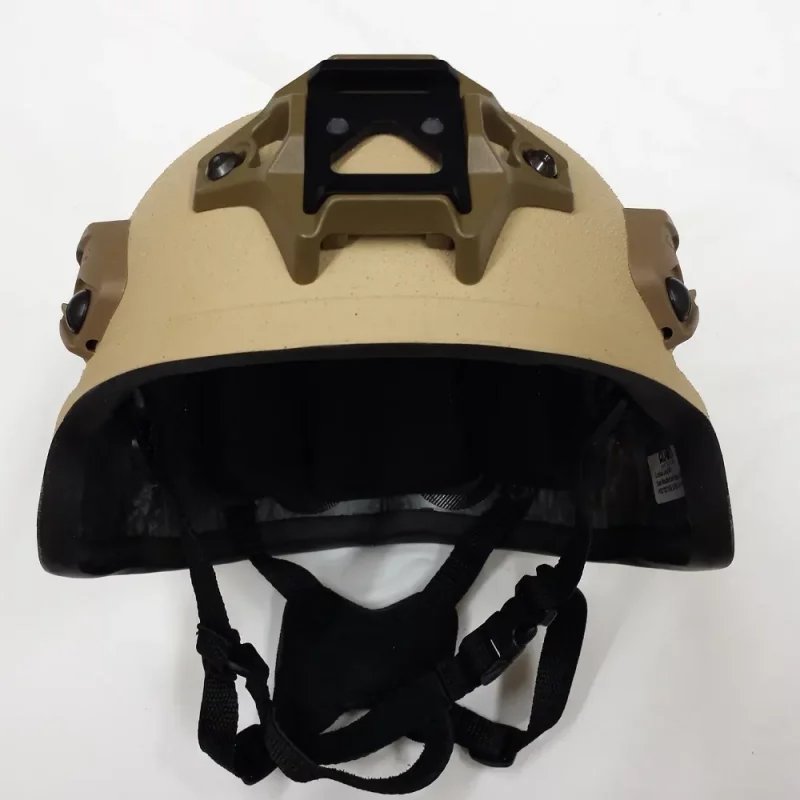 Avon Protection C105 Combat I Ballistic Helmet in tan, front view highlighting its durable design for combat and tactical operations.