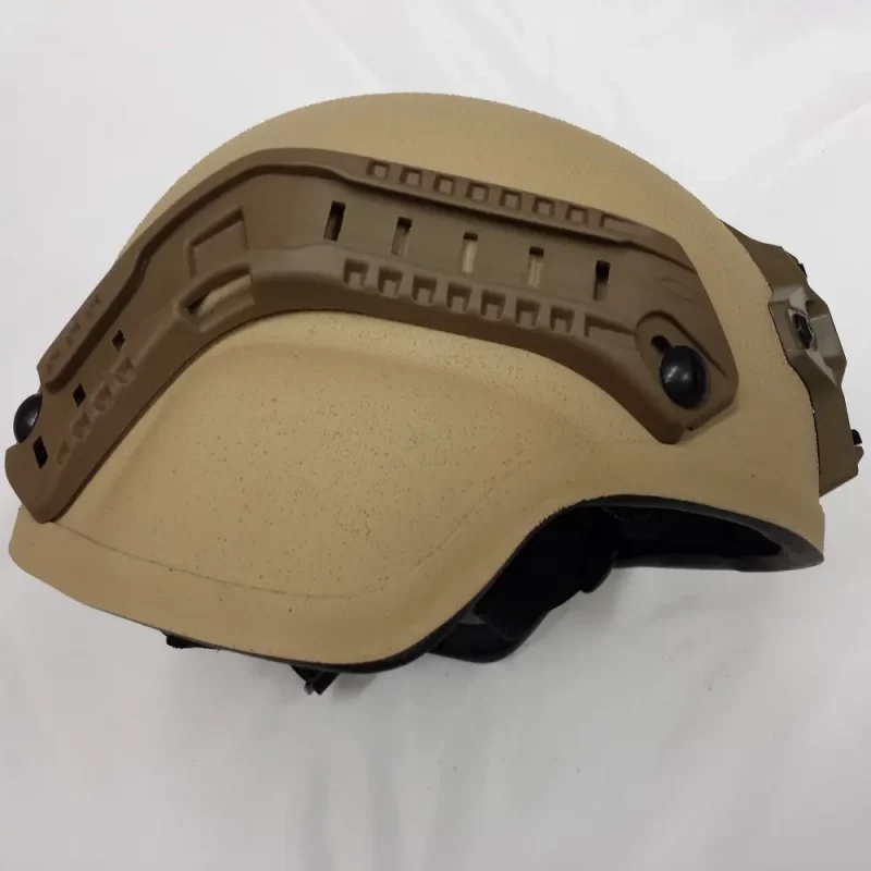 Right side view of Avon Protection C105 Combat I Ballistic Helmet in tan, showing profile and ergonomic shape.