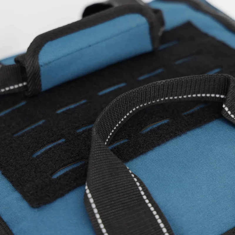 Closeup of Lightning X LXMB30 navy blue variant carrying handles, highlighting sturdy construction and comfortable grip.