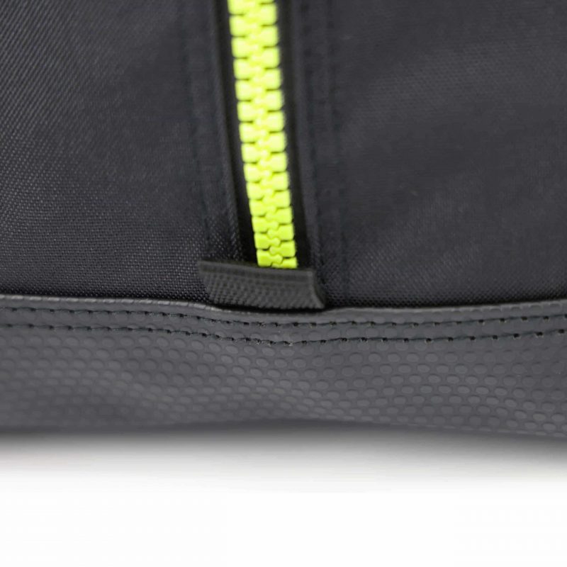 Closeup of side zipper on Lightning X LXFB10 black variant 3XL Turnout Gear Bag, highlighting durable hardware and secure closure.
