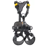 Petzl® AVAO® BOD Harness International Version shown back view, highlighting the reinforced dorsal attachment point and breathable padding for secure and comfortable wear during rope access and fall protection.