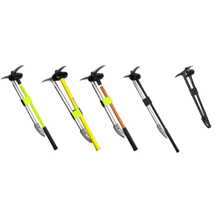 Leatherhead Tools® Breacher Irons in HiViz Lime, HiViz Orange, Yellow, and Black variants displayed side by side, highlighting their durable construction and high-visibility color options for easy identification.