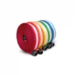 BullDog™ Hi-Combat® Firefighting Hose available in red, orange, yellow, green, and blue variants, each designed for high-pressure durability, abrasion resistance, and easy color-coded identification in demanding firefighting environments.