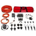 Savox Hardline Rescue Kit 1 with Power Talk Box components neatly laid out, displaying all essential tools and communication devices for swift and effective rescue missions.