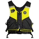 Mustang Survival® Operations Support Water Rescue Vest designed for emergency personnel, featuring a compact, low-profile design with adjustable straps and high-visibility details for effective water rescue support.