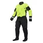 Mustang Survival® Sentinel™ Series Water Rescue Dry Suit designed for swift water rescue operations, featuring waterproof breathable fabric, reinforced abrasion-resistant panels, and adjustable closures for protection and mobility in fast-moving water environments.