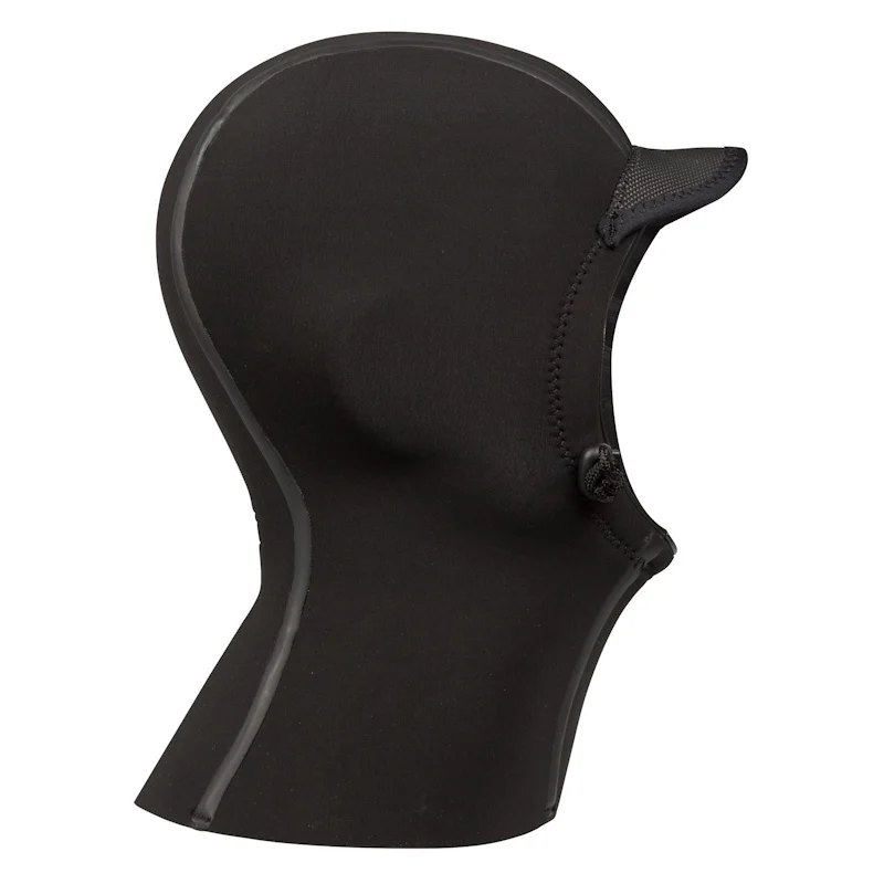 Right side view of the NRS Storm Hood, showcasing its smooth neoprene material, snug fit around the head, and sealed seams for waterproof protection.
