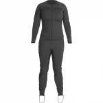 NRS Women’s Expedition Weight Union Suit, a full-body thermal base layer designed for cold-weather paddling, featuring stretchy, moisture-wicking fleece, a form-fitting design, and a convenient dropseat zipper for easy layering and comfort.