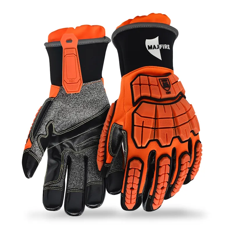 MajFire MFA14 Oil & Water Resistant Gloves with ANSI 5 cut-rated Cala-Tech palms provide durable hand protection featuring superior grip, oil and water resistance, and enhanced cut resistance for industrial safety.