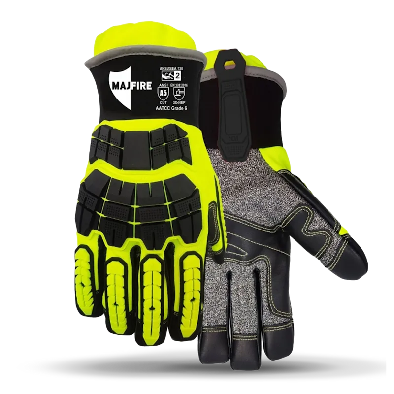 MajFire MFA15B Extrication Gloves with Bloodborne Pathogen liner provide enhanced hand protection with cut resistance, fluid barrier protection, and superior dexterity for emergency rescue and extrication tasks.