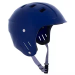 Right side view of the NRS Chaos Full Cut Helmet – Closeout in blue, showcasing full ear protection, a durable ABS shell, and ventilation for comfortable, impact-resistant whitewater safety.