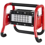 Streamlight® Portable Scene Light II in red with a black multi-LED panel mounted in a sturdy tubular roll-cage frame, featuring a padded top carry handle and rubber-tipped feet for stable placement.
