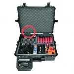 Savox Delsar USAR Ready to Deploy Life Detector Kit neatly arranged and sitting open inside its case, ready for immediate use in urban search and rescue operations.
