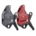 Side-by-side image of the red and gray Harken™ CMC CLUTCH™ devices, highlighting their durable construction and color variations for use in rope rescue and access scenarios.