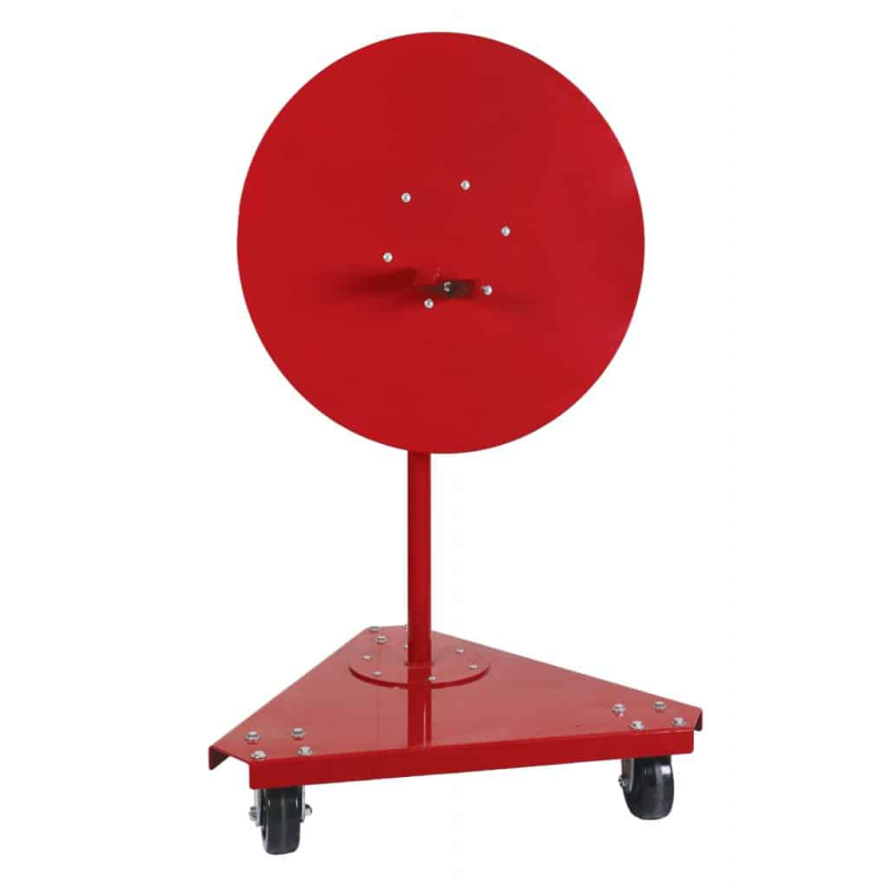 Ready Rack™ Tilting Hose Turntable empty, showcasing its sturdy, adjustable design for efficient hose organization and deployment during emergency operations.