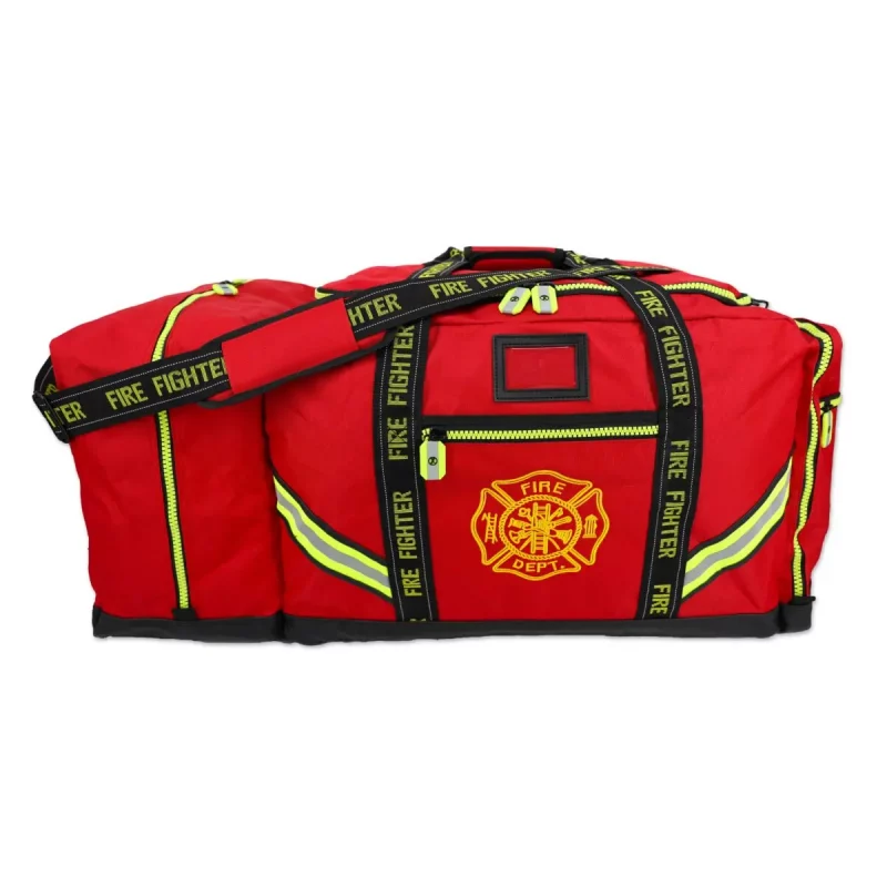 Front view of Lightning X LXFB10 red variant 3XL Turnout Gear Bag, showing sturdy construction and vibrant color.