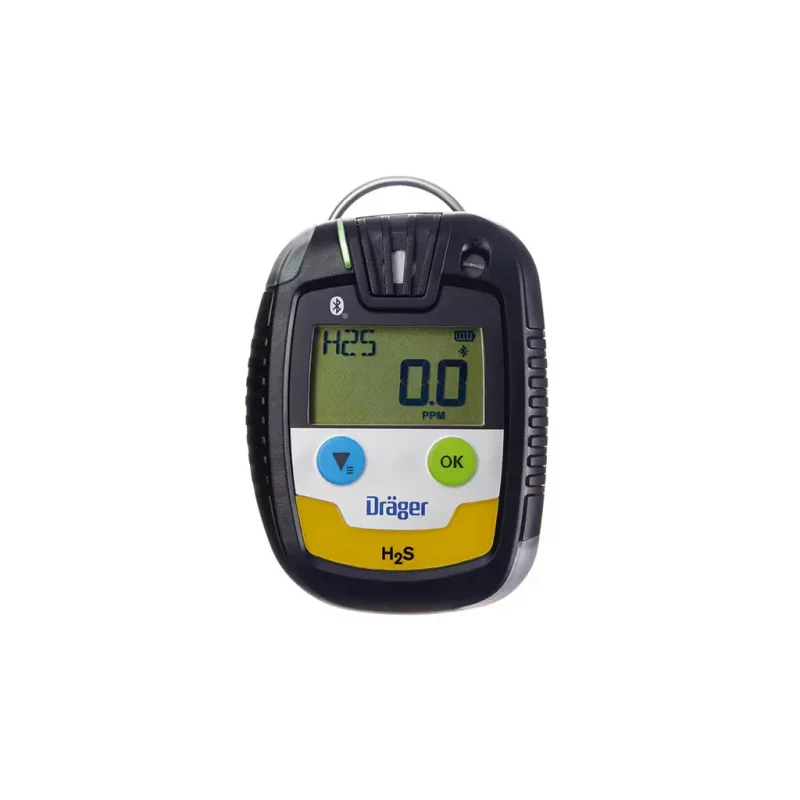 Dräger Pac® 6500 Single-Sensor Gas Detector for hydrogen sulfide (H₂S), a durable, portable device with a bright backlit display, 360° multi-signal alarms, and Bluetooth® connectivity for continuous real-time H₂S monitoring in hazardous work environments.