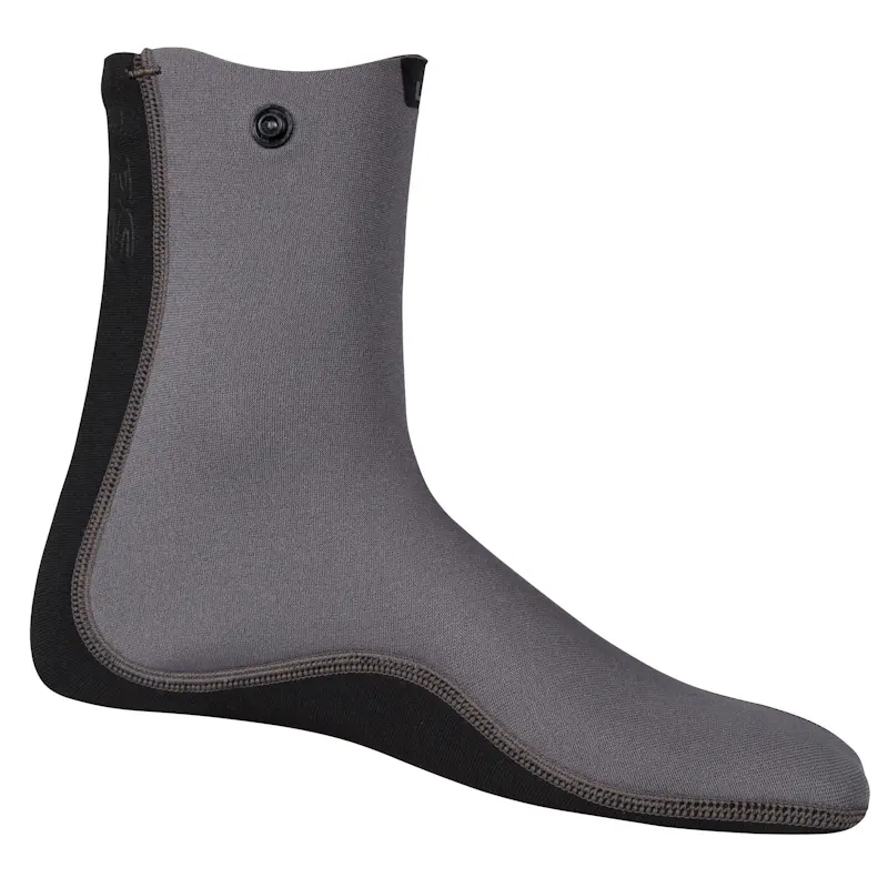 Right side view of a single left-footed NRS Wetsock, highlighting the flexible neoprene construction and coverage around the foot.