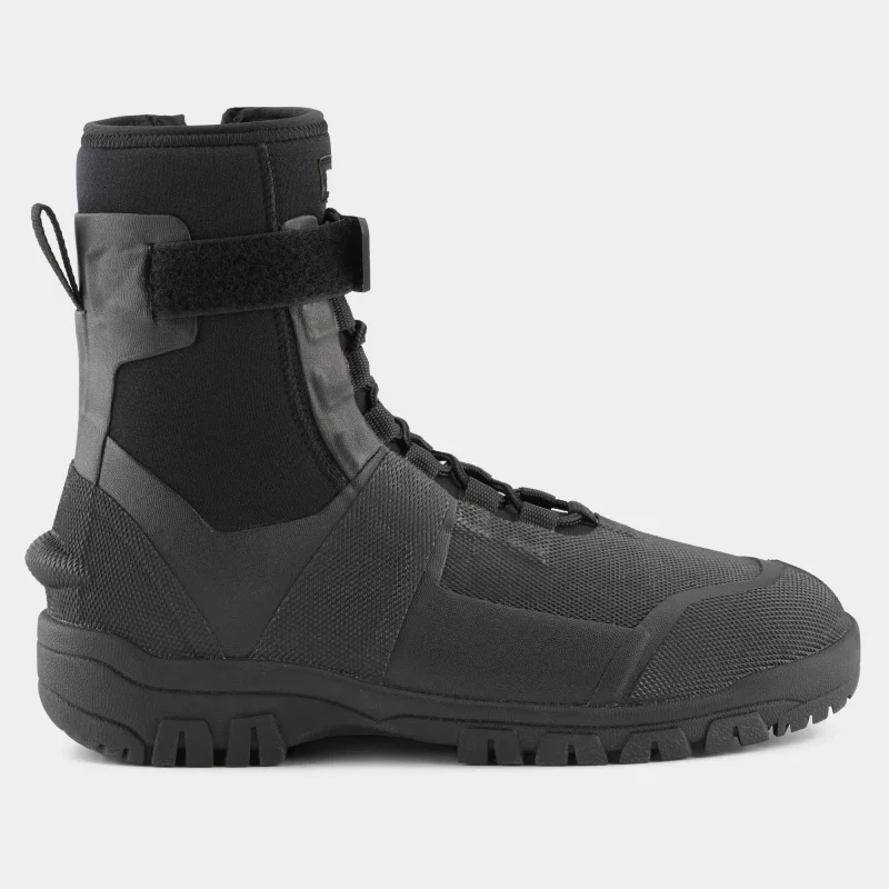 Right side view of a single NRS Workboot Wetshoe, showing the rugged upper construction and reinforced toe area.