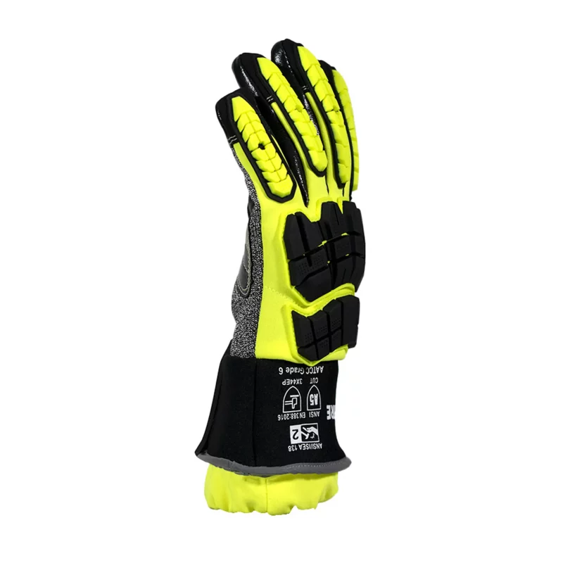 Alternate side view of a single Majestic Safety MFA15B glove highlighting flexible materials and secure fit for precision handling in rescue operations.