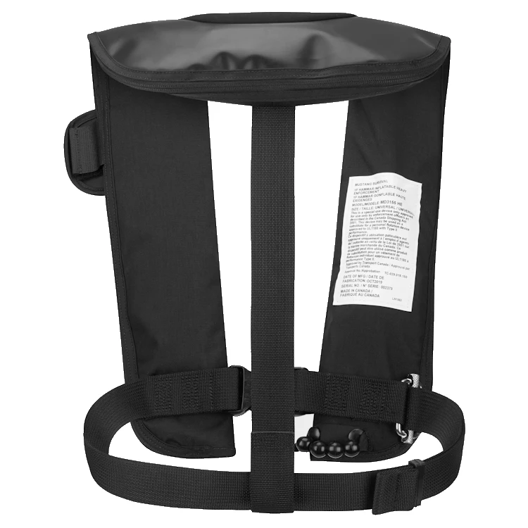 Back view of Mustang Survival® Heavy Duty Law Enforcement Hit Inflatable PFD featuring compact flotation bladder, heavy-duty stitching, and ergonomic design for reliable performance.