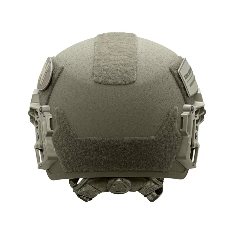 Back view of Team Wendy® EXFIL® Ballistic Helmet in ranger green highlighting adjustable retention system and durable exterior shell.