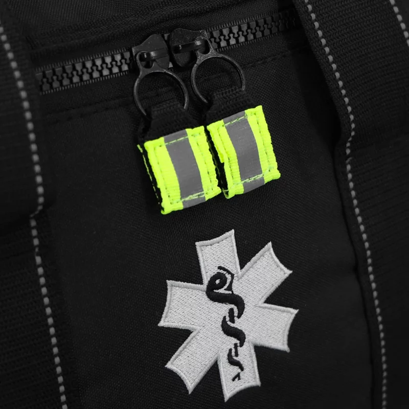 Closeup of medical emblem on Lightning X LXMB30 black variant, displaying clear identification for emergency use.