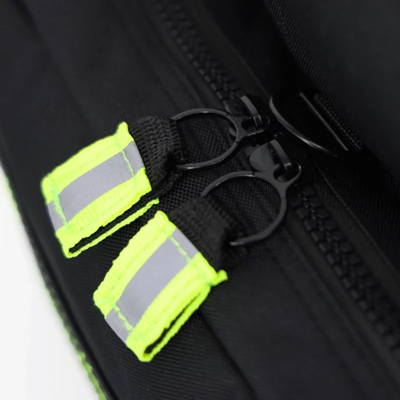 Closeup of Lightning X LXMB30 black variant zippers, showcasing durable, smooth-operating hardware for secure closure.