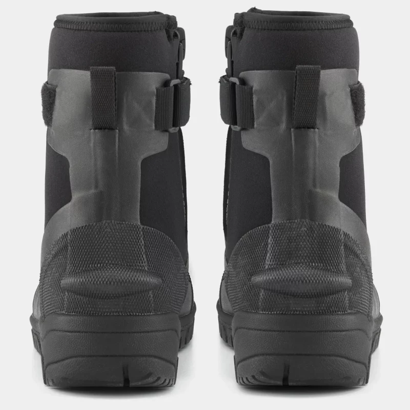 Back view of a pair of NRS Workboot Wetshoes, showing the heel construction and overall durable build.