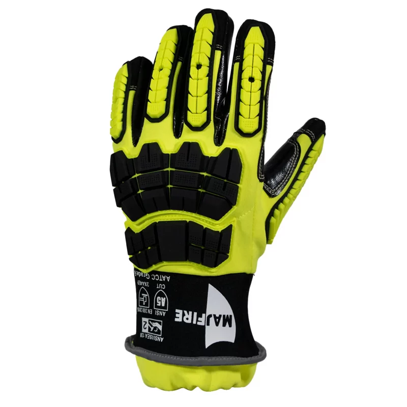 Back view of a single Majestic Safety MFA15B glove showing durable outer fabric and reinforced knuckle protection for impact resistance.