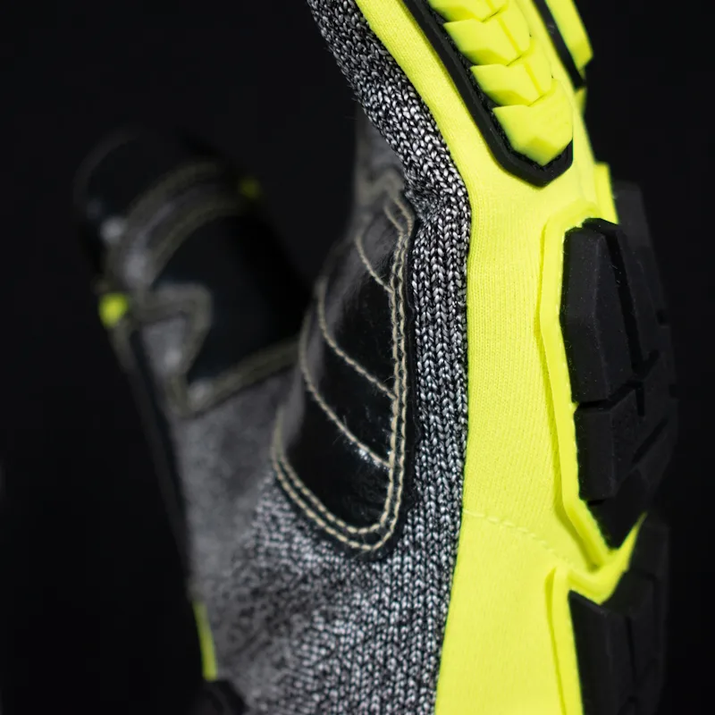 Close-up of the palm side of a single MajFire MFA15B glove showcasing textured grip and multi-layer protection including bloodborne pathogen barrier.