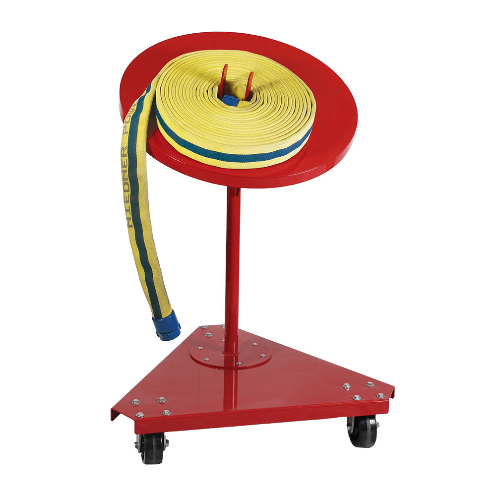 Ready Rack™ Tilting Hose Turntable loaded with hose, demonstrating smooth rotation and organized deployment for efficient firefighting and emergency response.