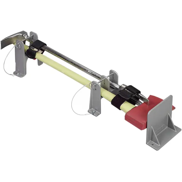Ziamatic™ QUIC-BAR/Axe Mounting Bracket with Stop designed to securely hold a QUIC-BAR or axe with an integrated stop block, ensuring stable, reliable storage and quick access during emergency operations.
