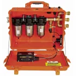 Air Systems® 150 CFM Breather-Box® filtration system with 203 CFM flow capacity and interchange sockets, providing high-capacity compressed air filtration for industrial applications.