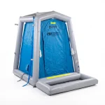 FSI® DAT202046S First Responder Hazmat Decon Shower w/Foot Pool Containment, inflatable unit with entry curtain and containment basin.