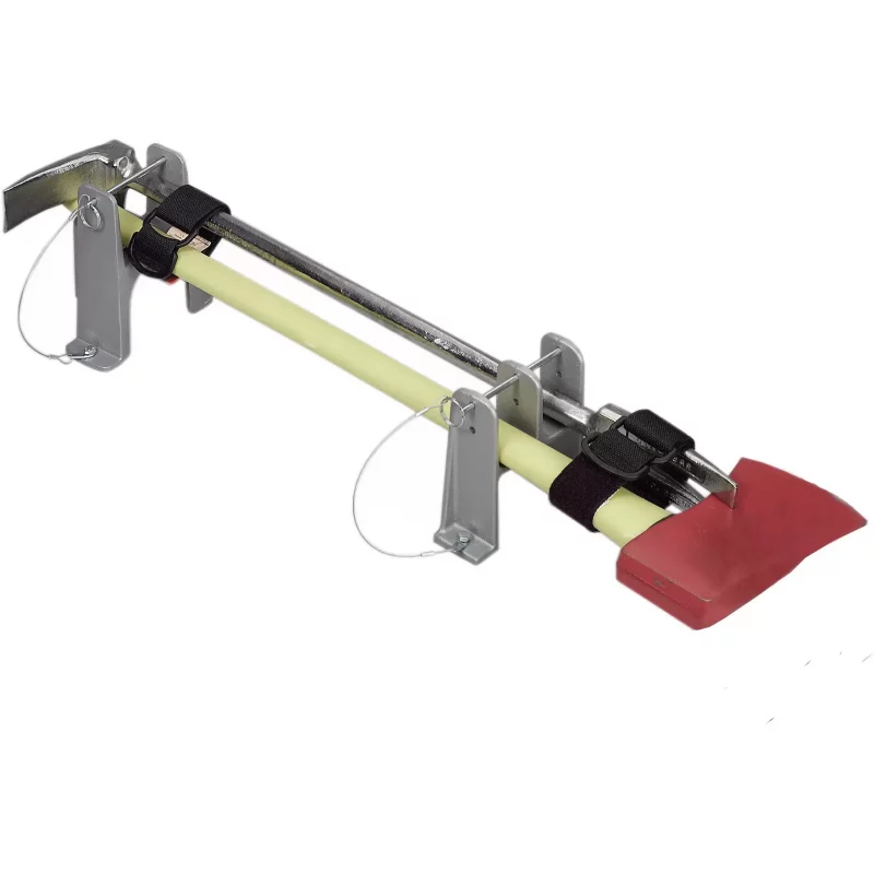 Ziamatic™ QUIC-BAR/Axe Mounting Bracket Less Stop designed to securely hold a QUIC-BAR or axe without a stop block, offering simple and accessible storage for emergency tools during firefighting operations.