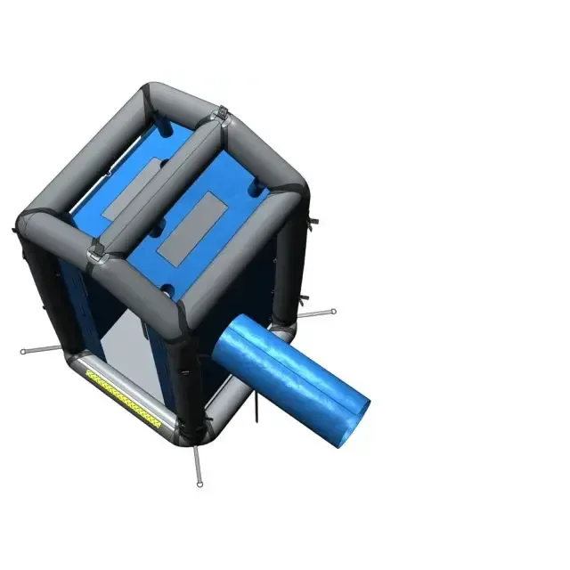 FSI® DAT1010S First Responder Decon Shower, rendered diagram top-down angle showing roof and duct connection.