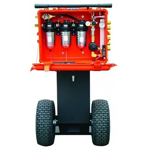 Air Systems® 100 CFM Auto-Air™ large cart with 123 CFM flow capacity and configurable 46, or 8 couplings for versatile compressed air distribution in industrial and emergency settings.