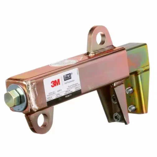 Side front view of the 3M™ DBI-SALA® Clamp-On Anchor, showing its durable construction and secure attachment to a flange up to 6 inches thick for dependable fall protection.