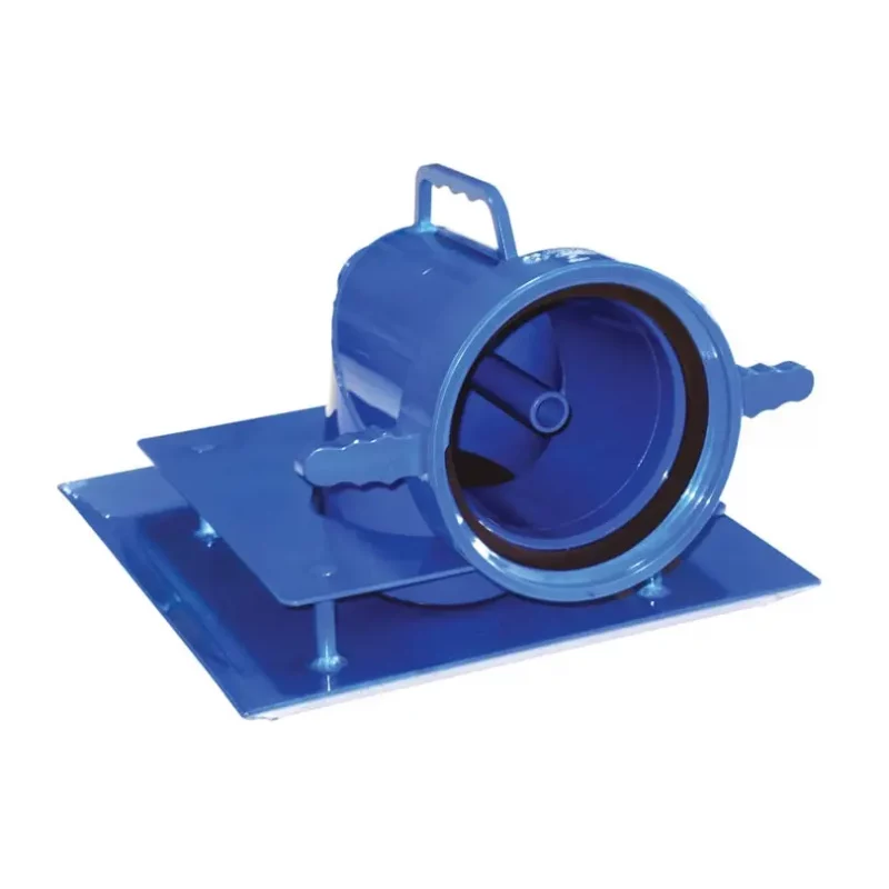 Front left side view of a Husky® Low Level Strainer, showing its durable construction and mesh design for effective debris filtration from low water levels in firefighting and pumping applications.