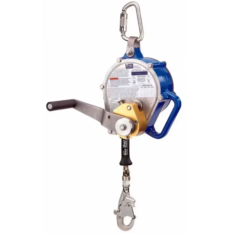 Back view of the 3M™ DBI-SALA® Sealed-Blok™ Self-Retracting Lifeline – 30 ft showing the sealed housing, mounting bracket, and securely attached carabiner for reliable fall protection in industrial and confined space environments.