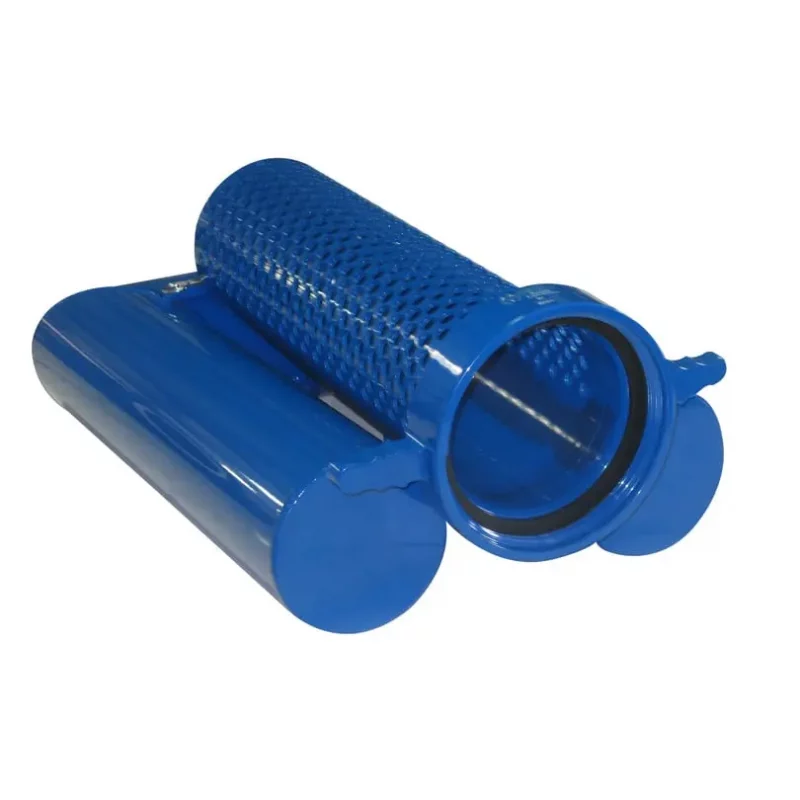 Front left side view of a Husky® Floating Strainer, featuring its buoyant design and durable mesh screen for efficient debris filtration during water pumping and firefighting operations.