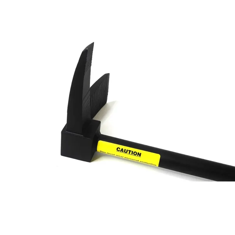 Close-up of the striking end of the JTC Halligan Jersey Bar, featuring a solid forged steel head designed for powerful impact and durability in breaching and rescue operations.