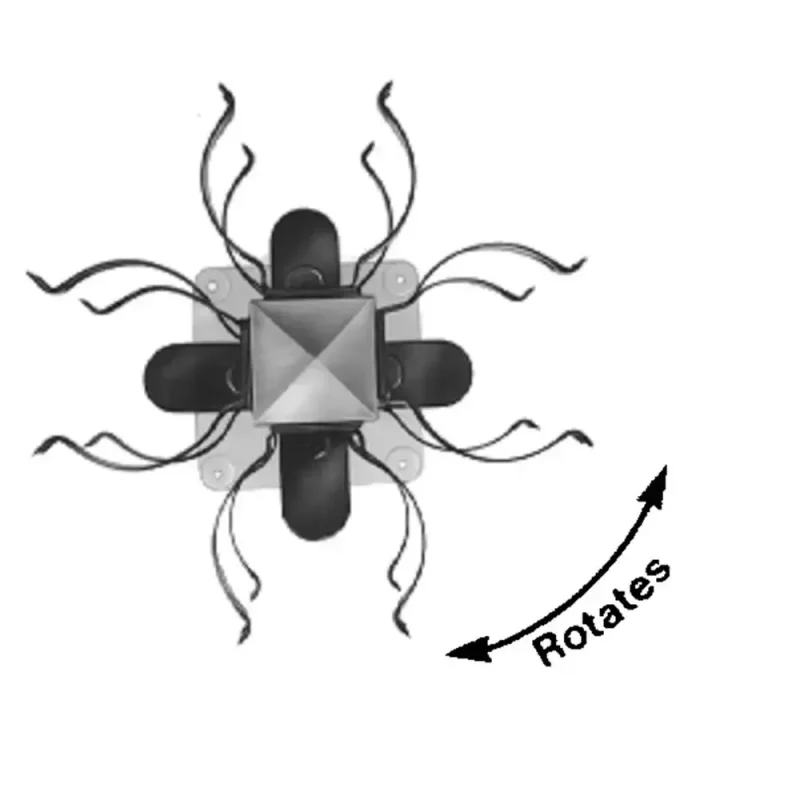 Top view diagram of the Ziamatic™ QUIC-INDEX Multiple Bracket Holder, illustrating the layout of four WALKAWAY Spring Clip Brackets arranged on the rotating platform for secure and efficient storage of SCBA cylinders.