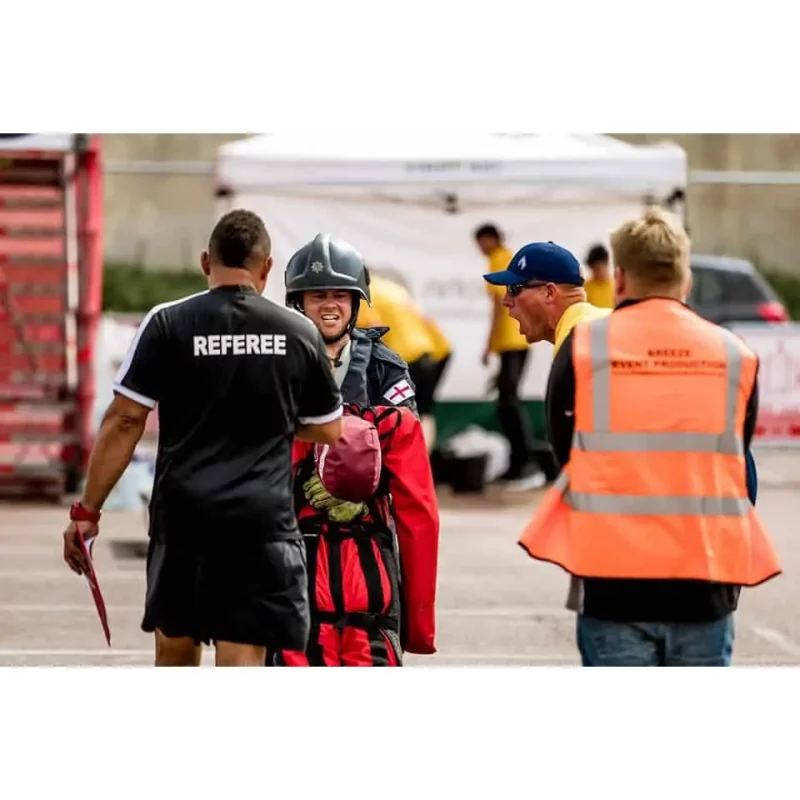 A Ruth Lee™ Casualty Evacuation Manikin being carried by rescue personnel during a simulated training exercise.